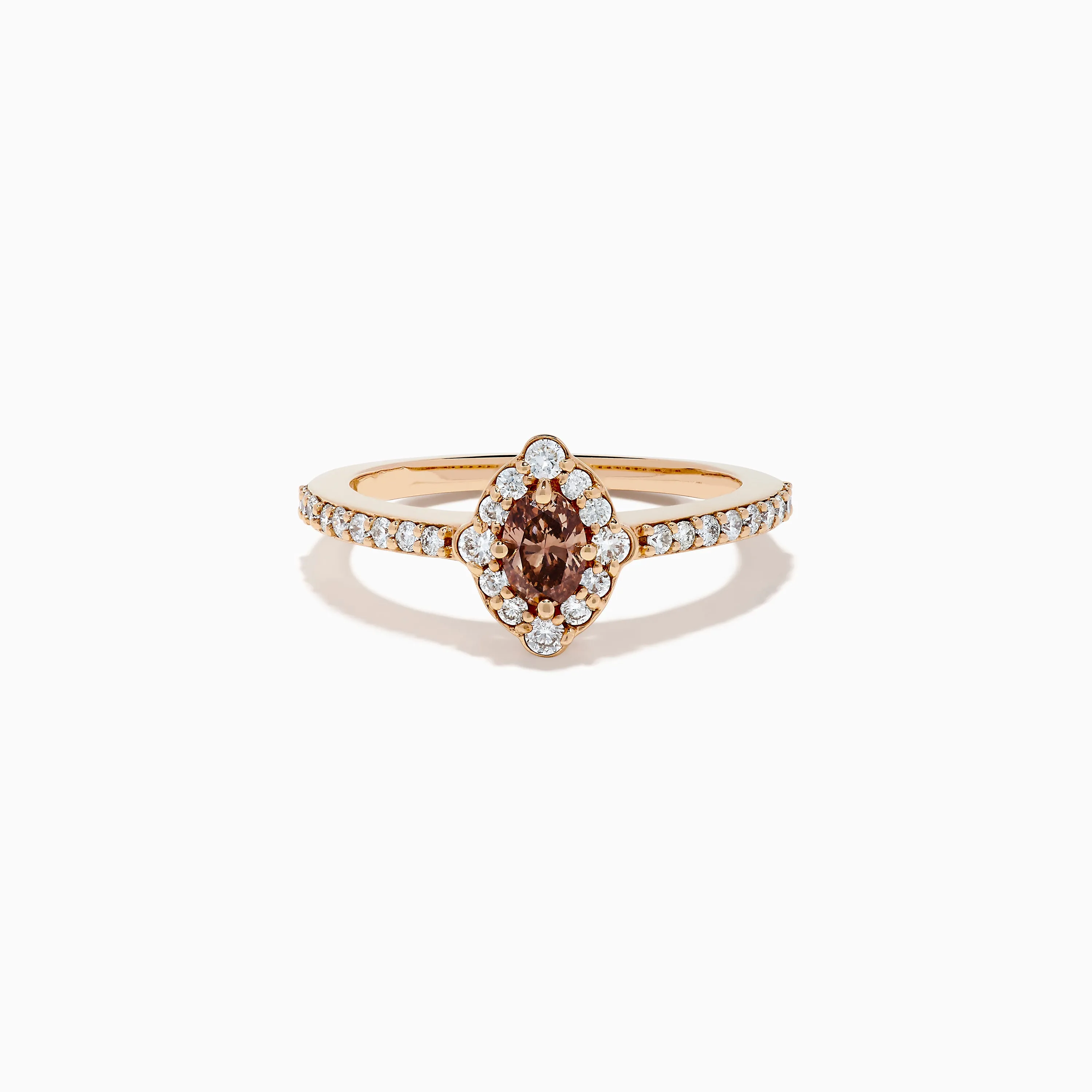 14K Rose Gold Brown and White Diamond Marquise Halo Ring sold by Effy