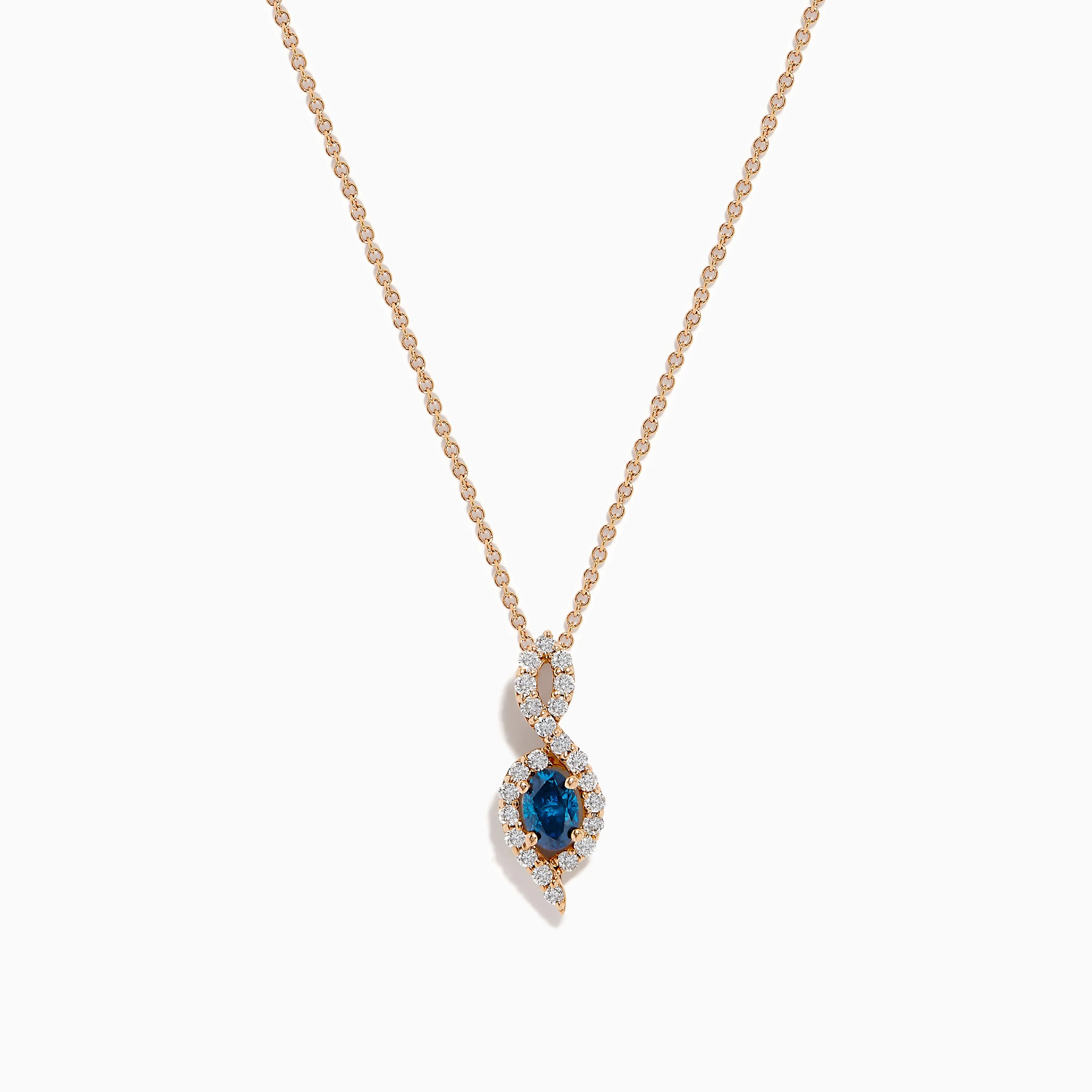 14K Rose Gold Blue and White Diamond Pendant sold by Effy