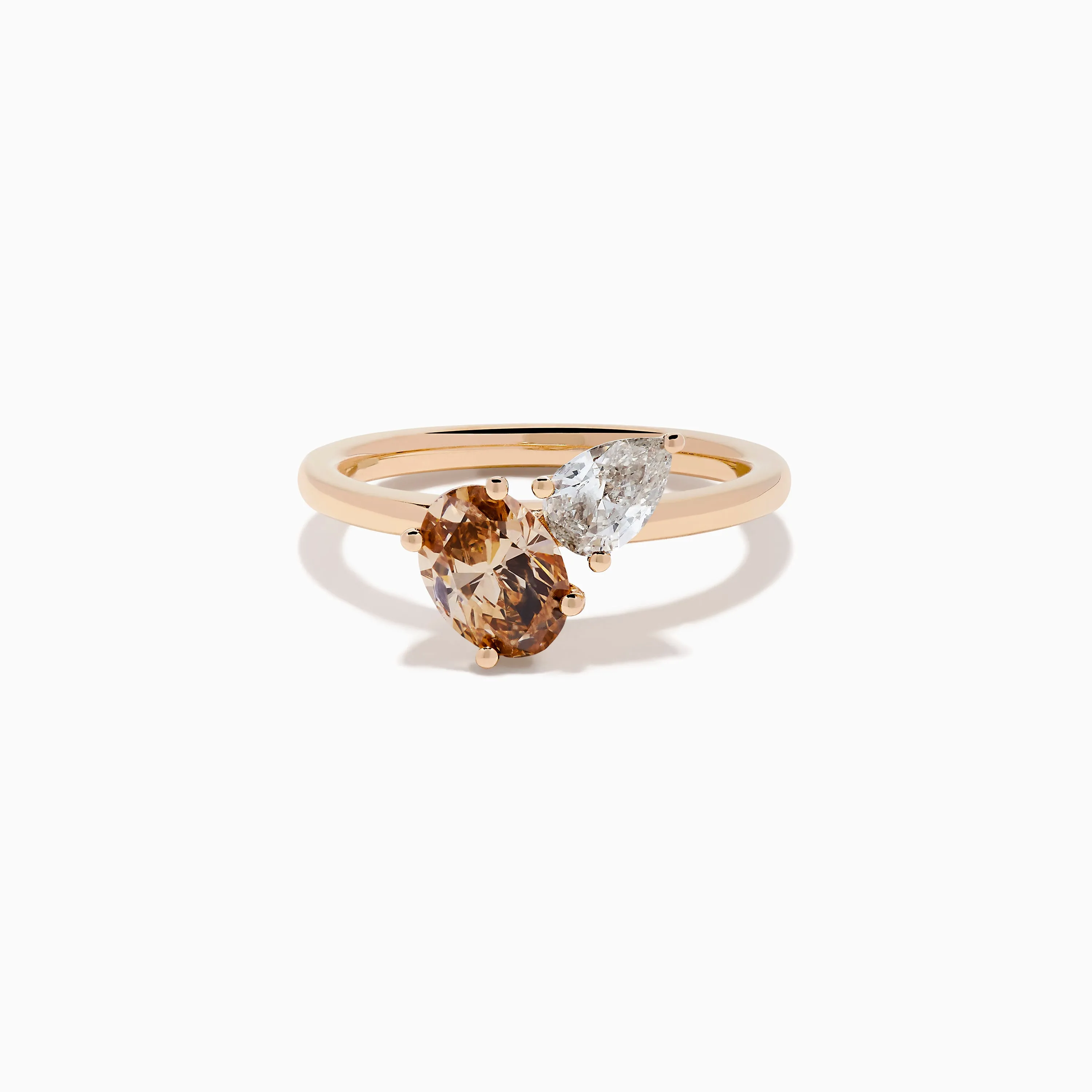 14K Rose Gold Brown and White Diamond Toi et Moi Ring sold by Effy