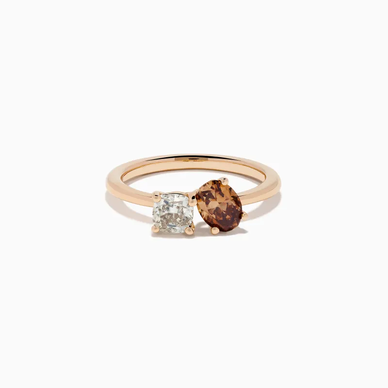 14K Rose Gold Brown and White Diamond Toi et Moi Ring sold by Effy