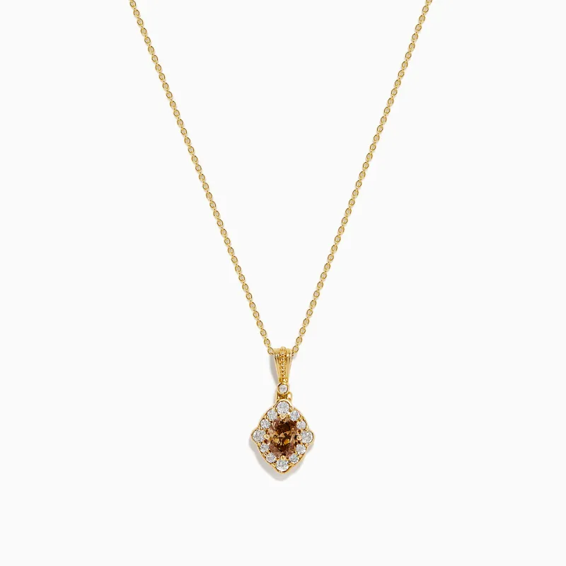 14K Yellow Gold Brown and White Diamond Pendant sold by Effy