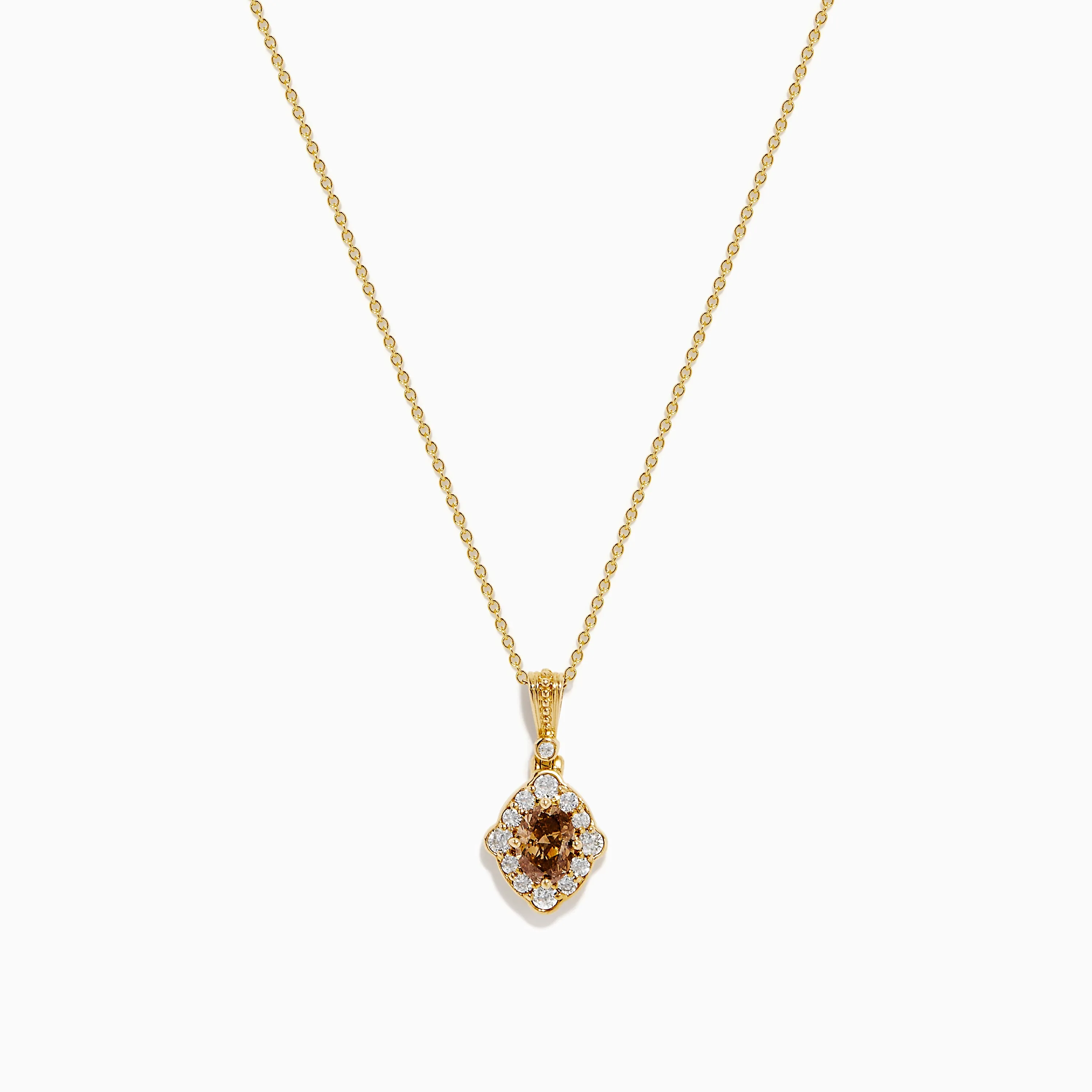 14K Yellow Gold Brown and White Diamond Pendant sold by Effy