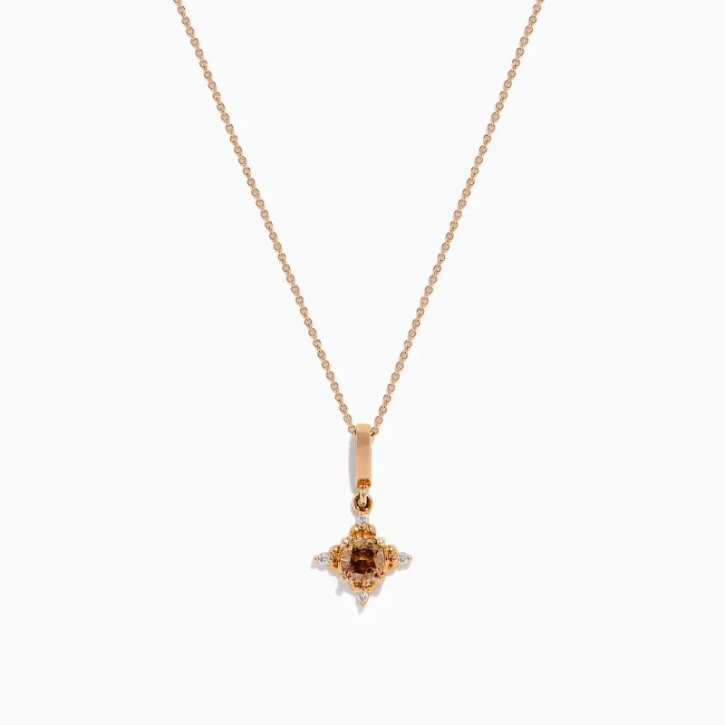14K Rose Gold Brown and White Diamond Pendant sold by Effy