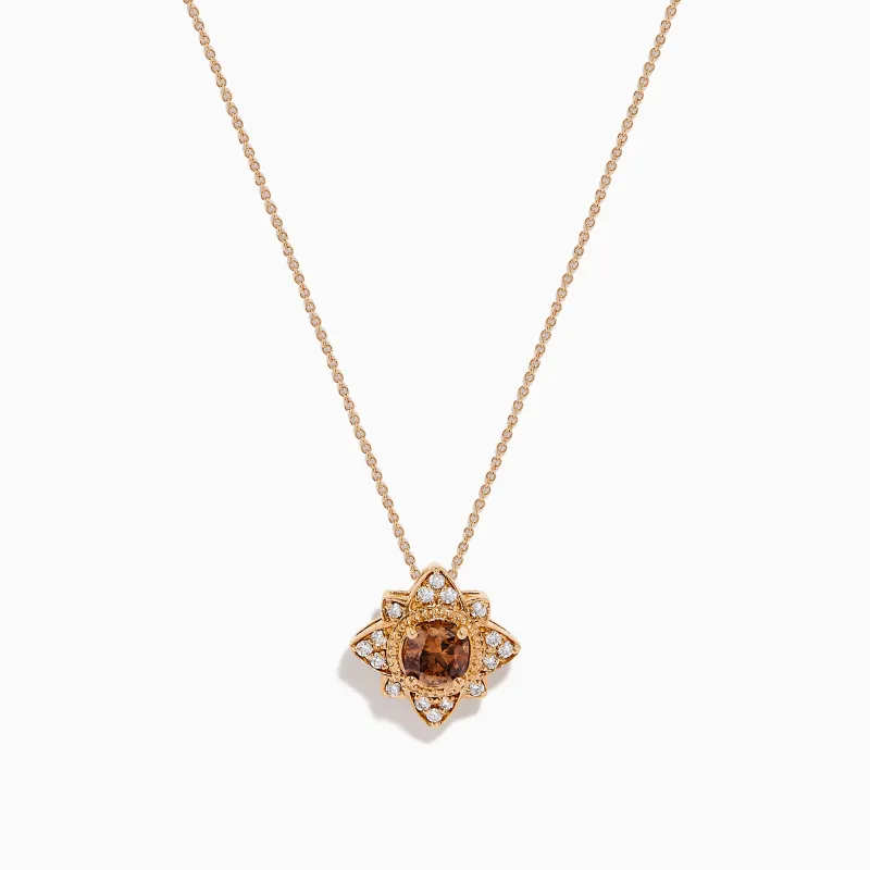 14K Rose Gold Brown and White Diamond Pendant sold by Effy