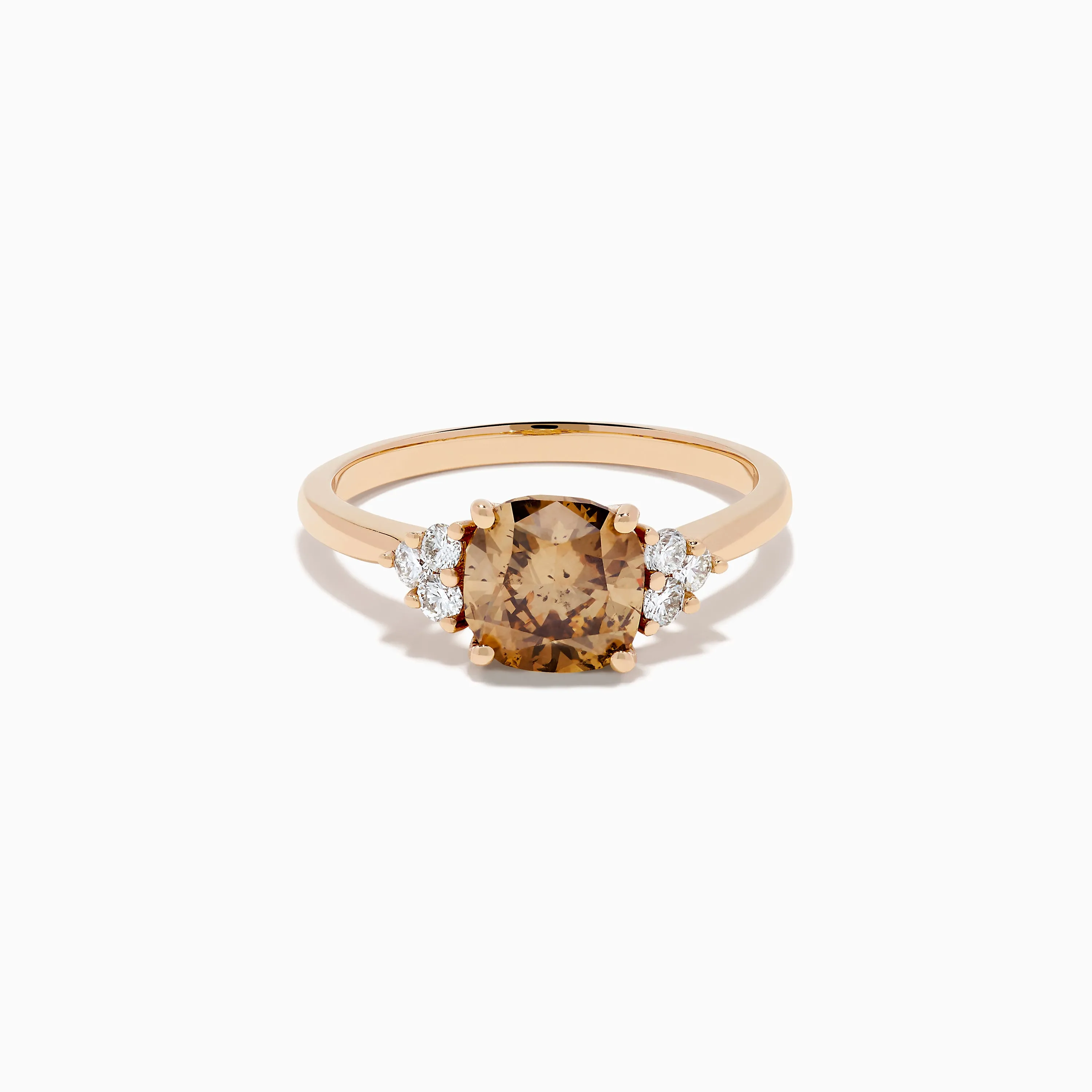 14K Rose Gold Cushion Cut Brown and White Diamond Ring sold by Effy
