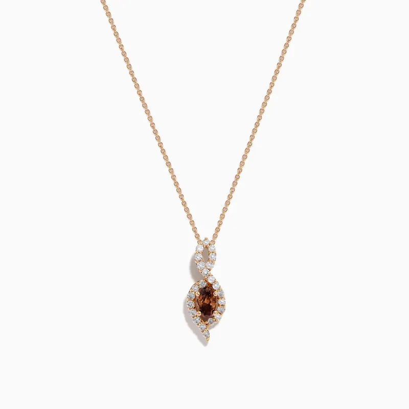 14K Rose Gold Brown and White Diamond Pendant sold by Effy