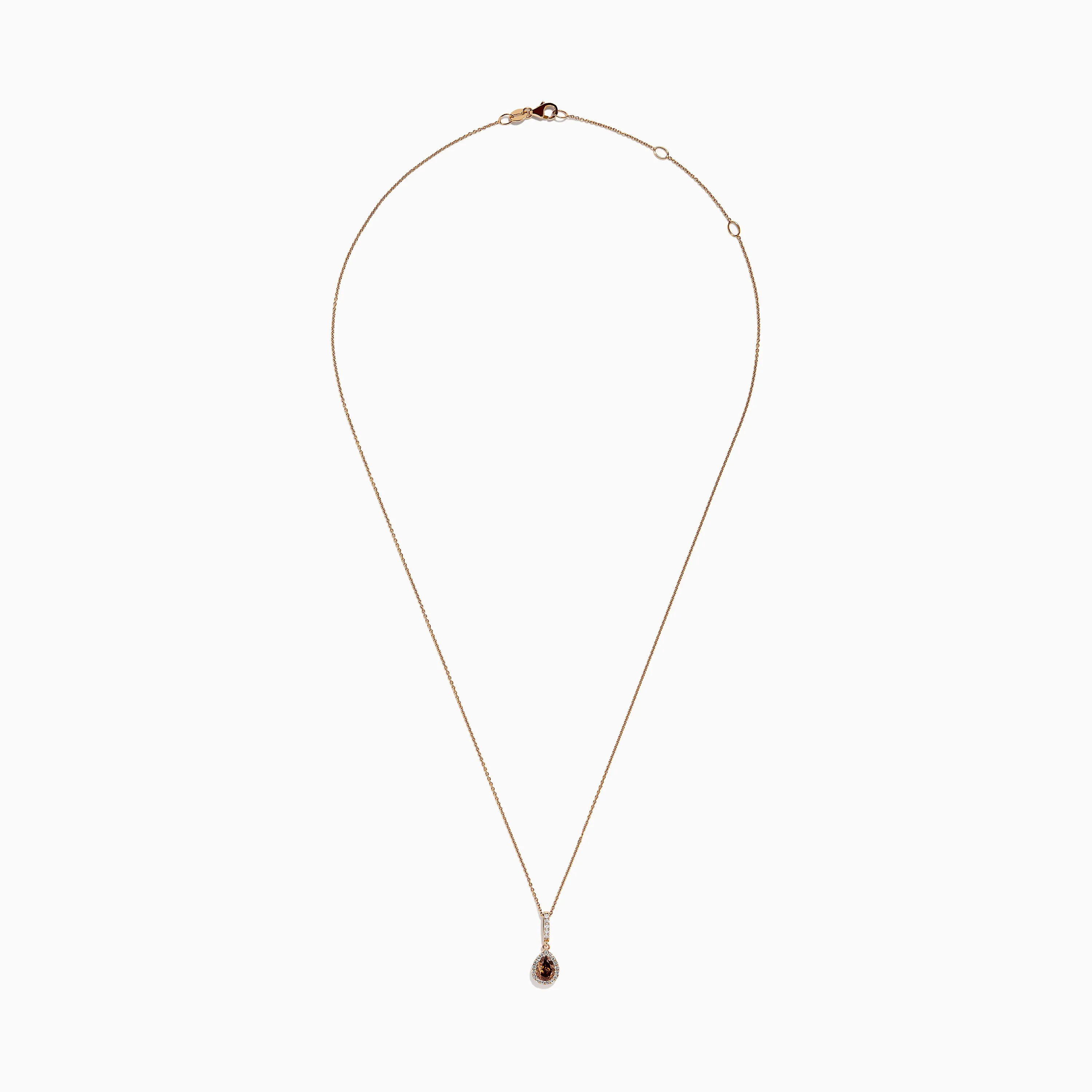 14K Rose Gold Pear Halo Brown and White Diamond Pendant sold by Effy product image thumbnail 3