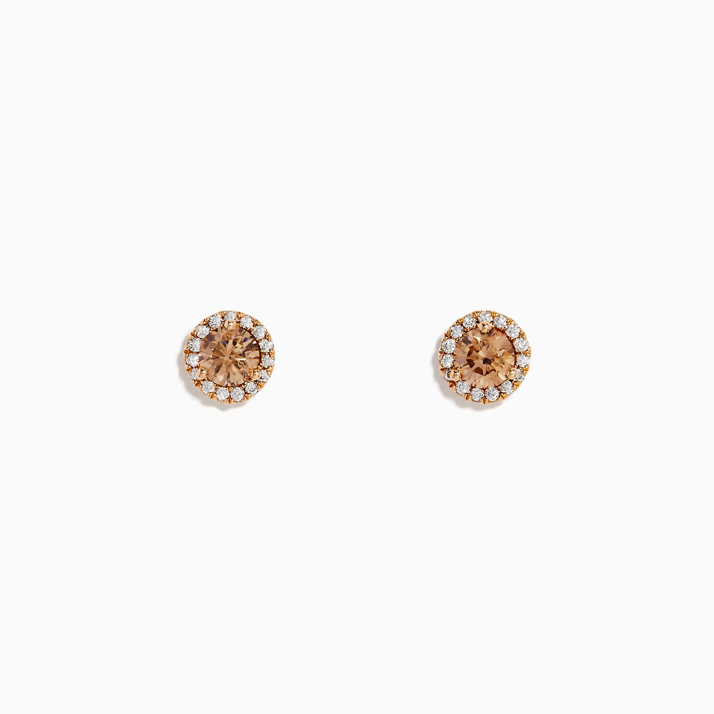 14K Rose Gold Brown and White Diamond Stud Earrings sold by Effy