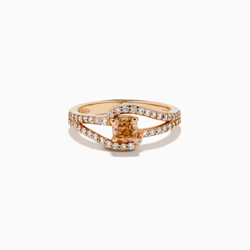 14K Rose Gold Brown and White Diamond Ring sold by Effy