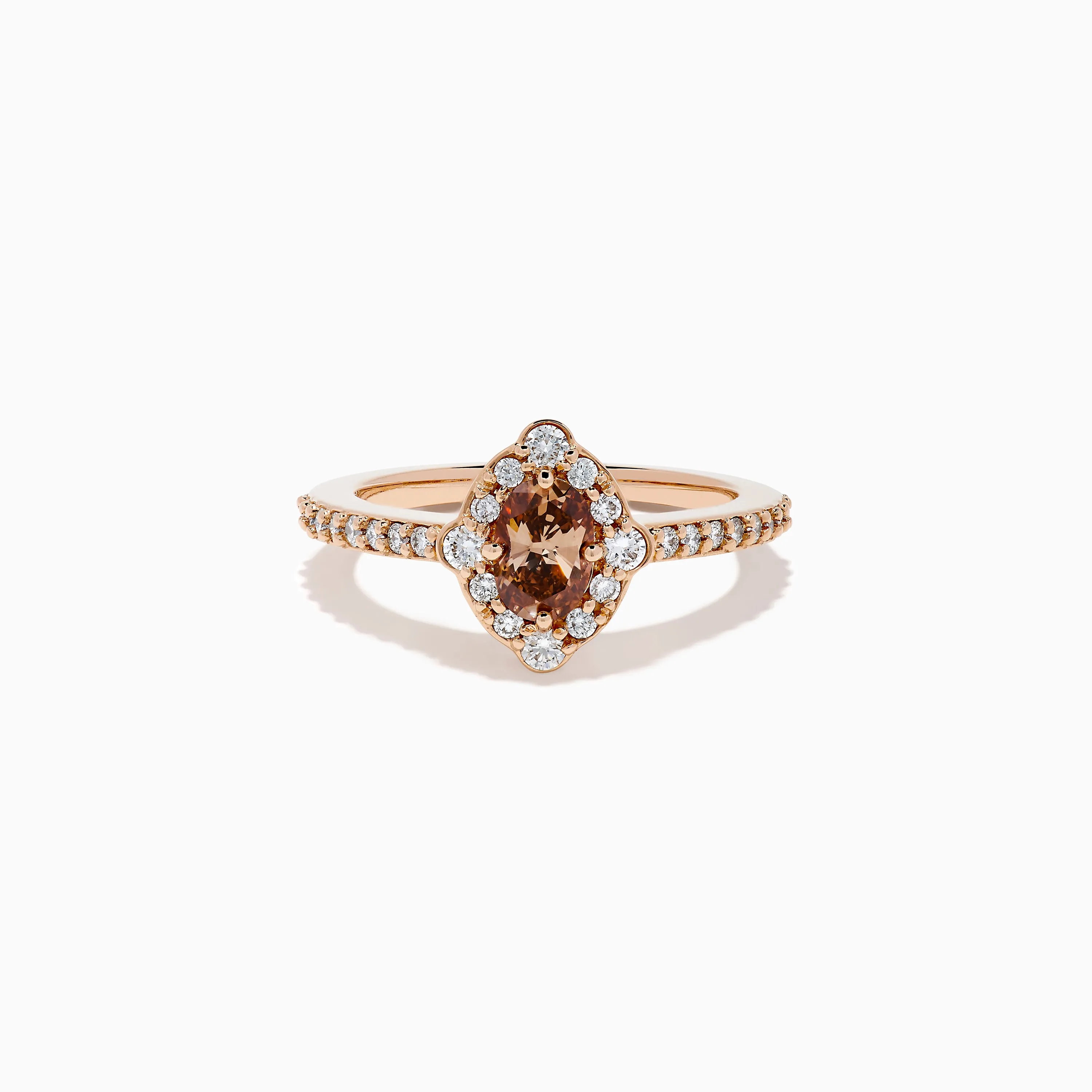 14K Rose Gold Brown and White Diamond Halo Ring sold by Effy
