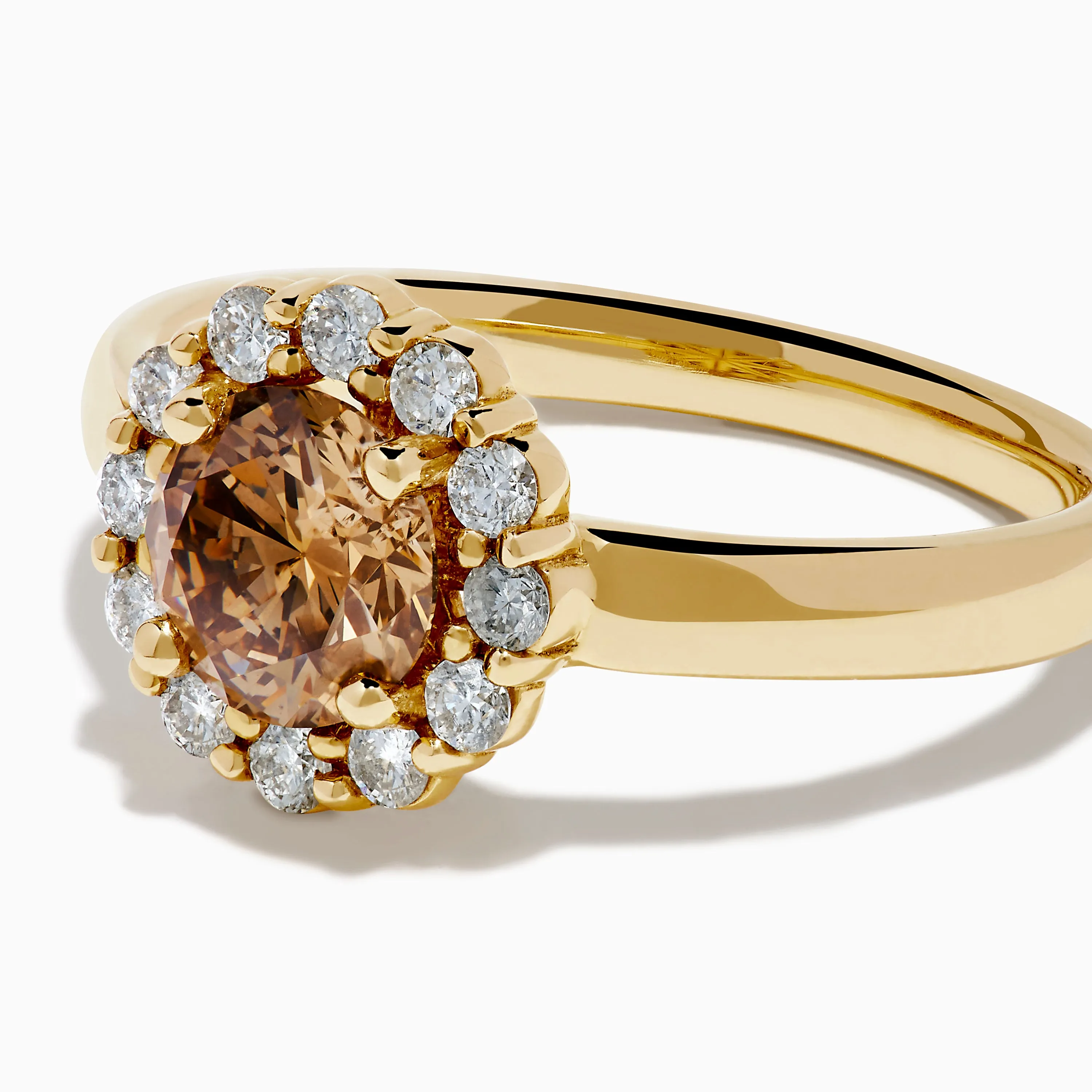 14K Yellow Gold Brown and White Diamond Halo Ring sold by Effy product image thumbnail 2