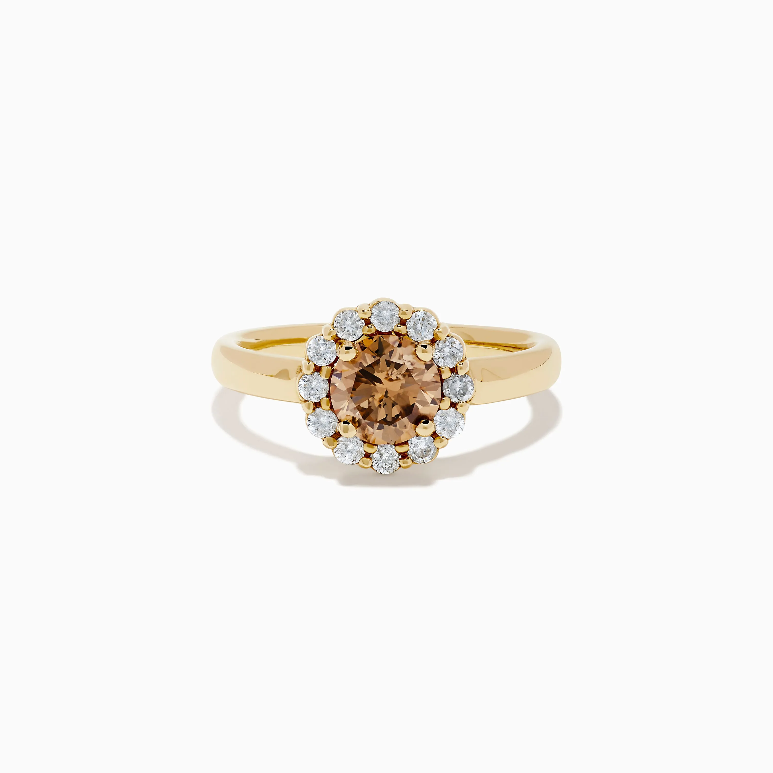 14K Yellow Gold Brown and White Diamond Halo Ring sold by Effy