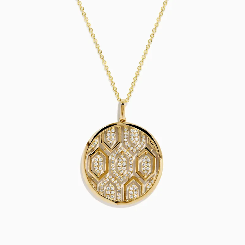 D'Oro 14K Yellow Gold Geometric Diamond Pendant sold by Effy
