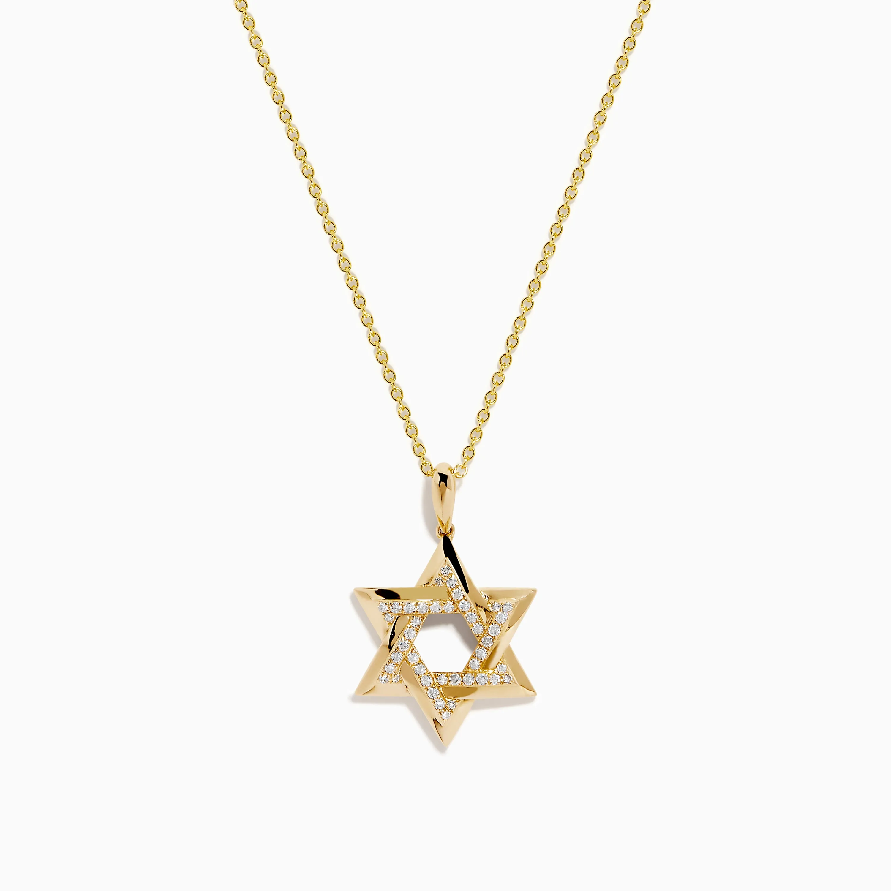 Novelty 14K Yellow Gold Star of David Diamond Pendant sold by Effy