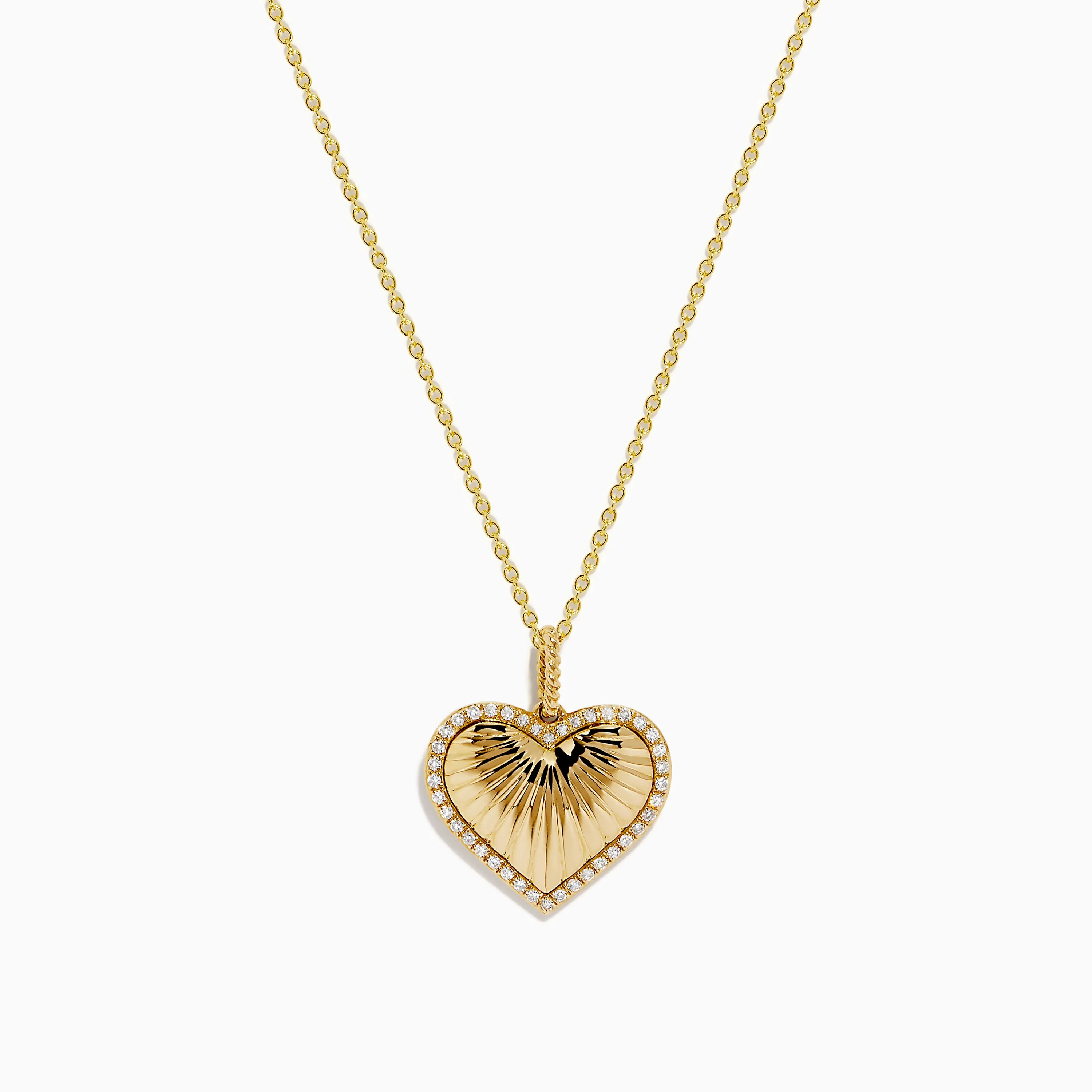 Novelty 14K Yellow Gold Diamond Heart Pendant sold by Effy