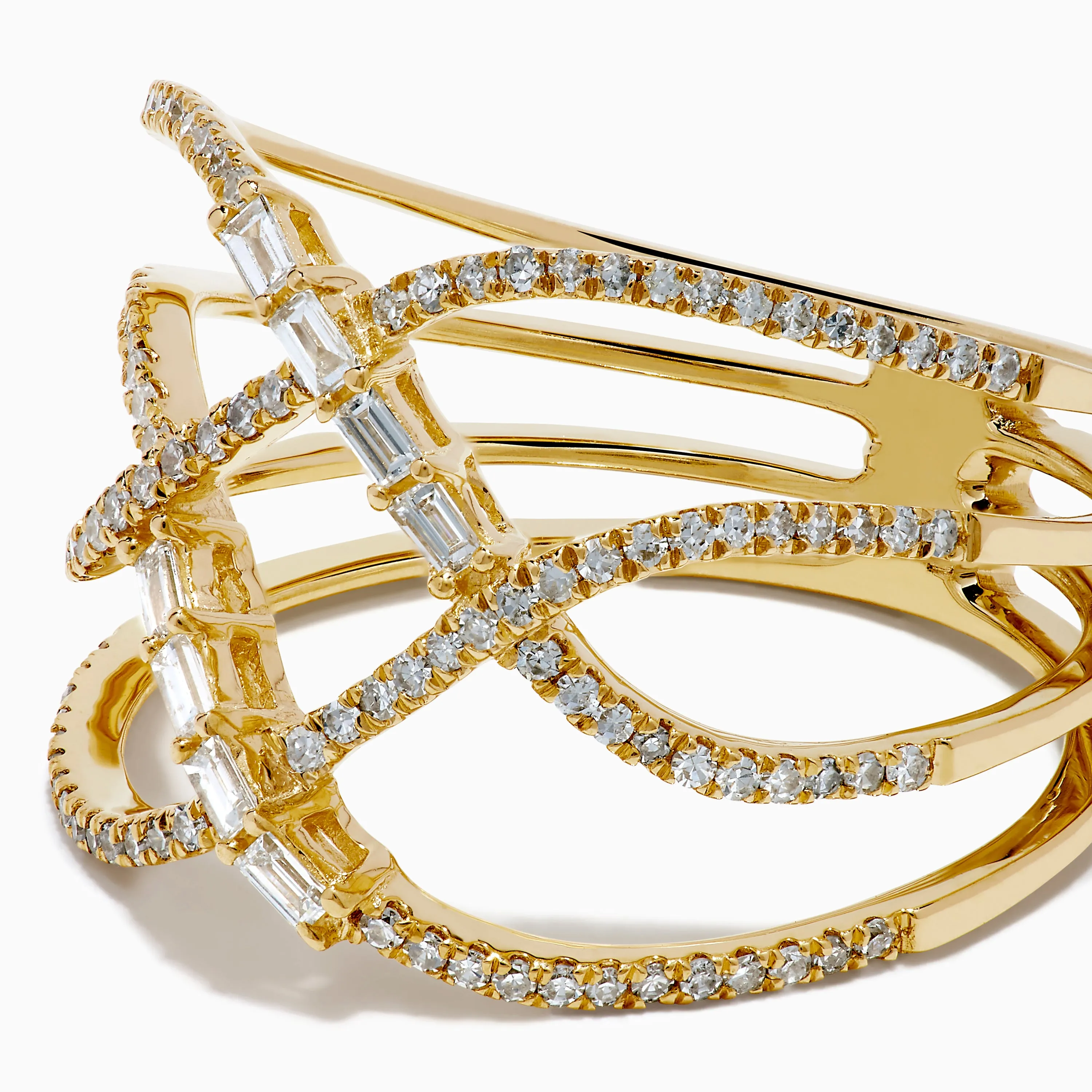 D'Oro 14K Yellow Gold Interlaced Crisscross Diamond Ring sold by Effy product image thumbnail 2