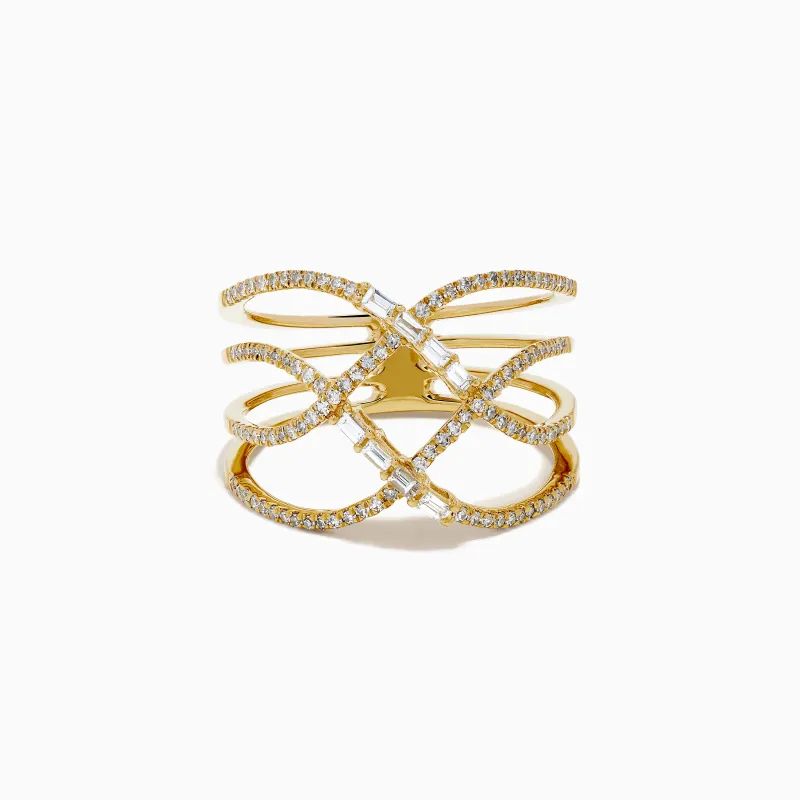 D'Oro 14K Yellow Gold Interlaced Crisscross Diamond Ring sold by Effy