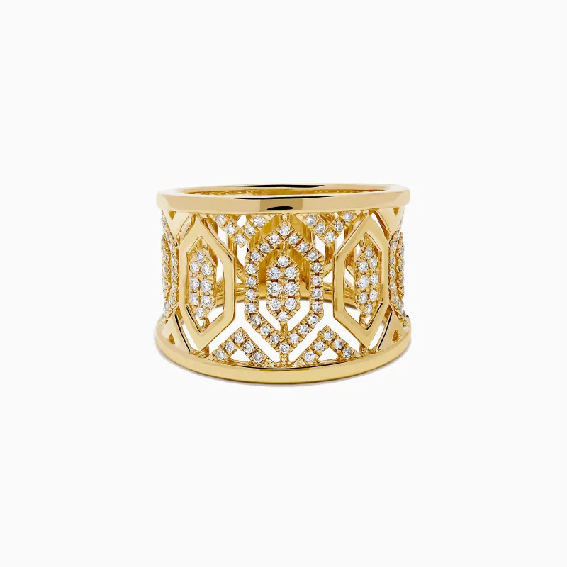 D'Oro 14K Yellow Gold Geometric Diamond Ring sold by Effy