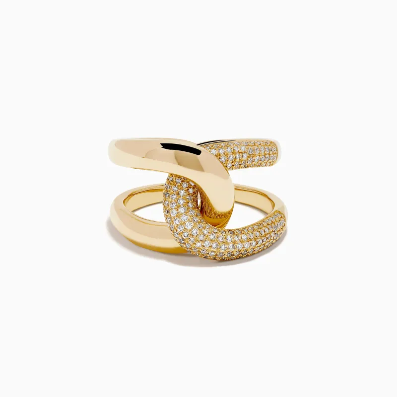 D'Oro 14K Yellow Gold Diamond Interlocking Ring sold by Effy
