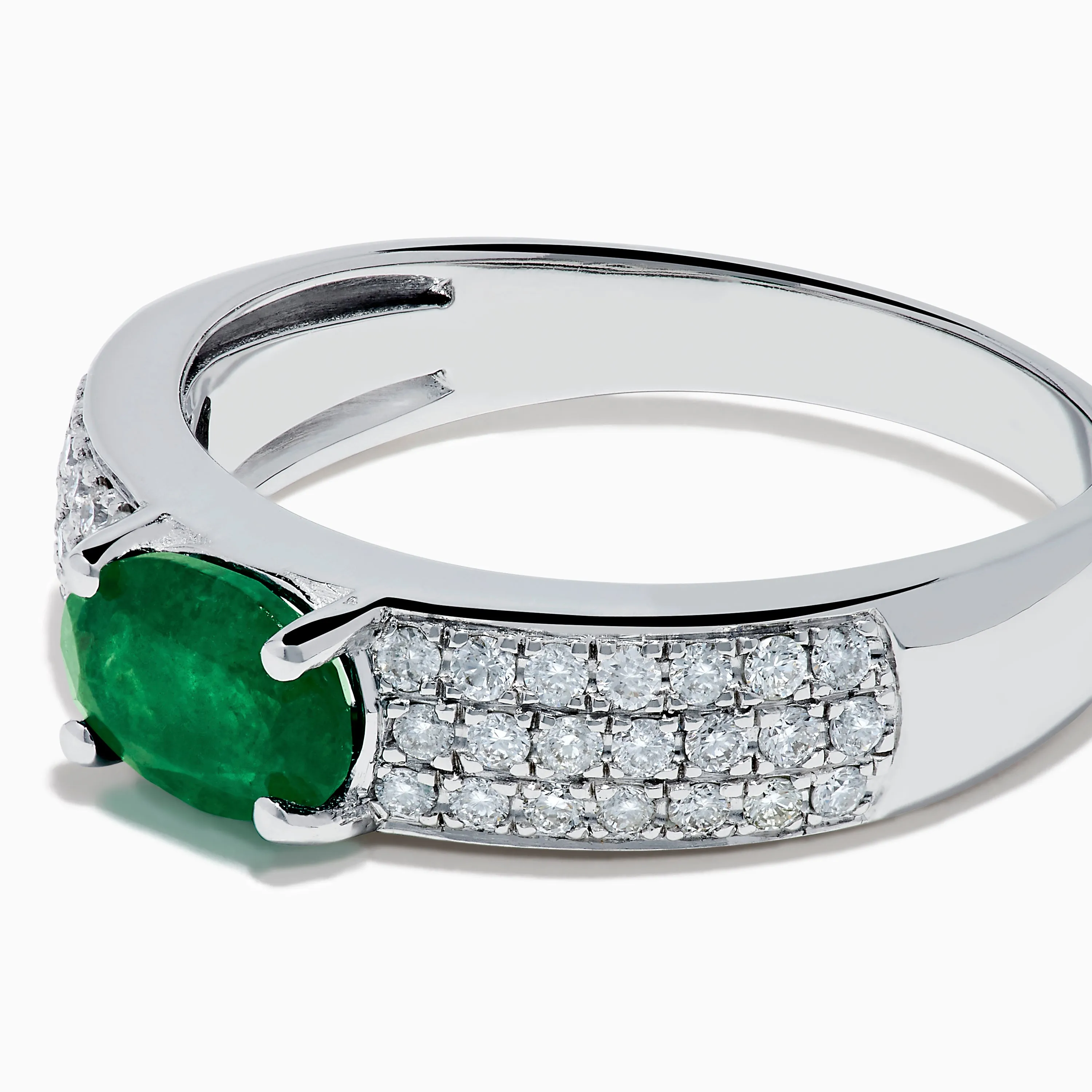 Brasilica 14K White Gold Emerald and Diamond Ring sold by Effy product image thumbnail 2