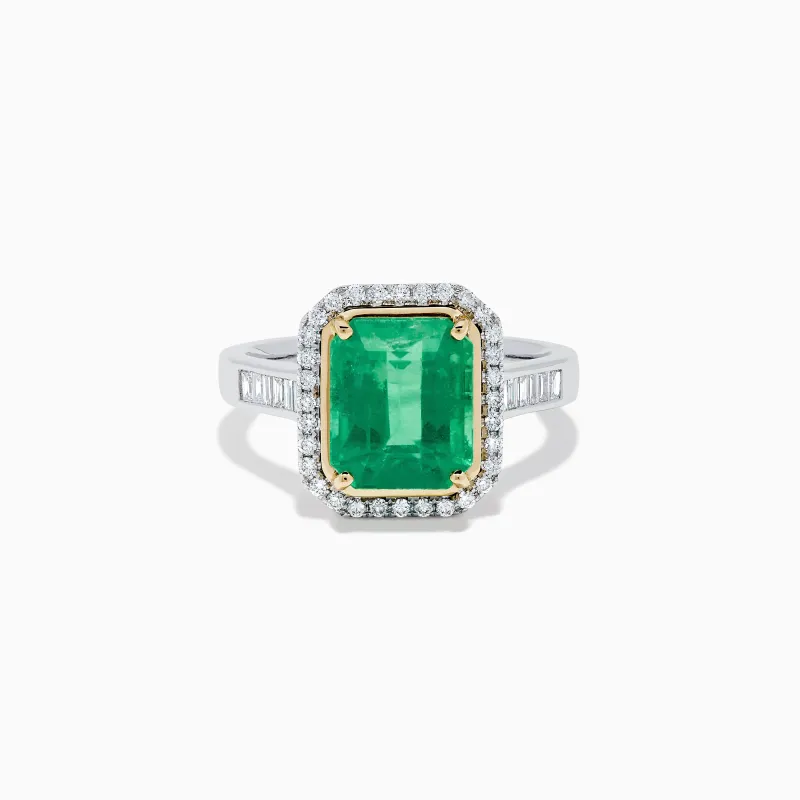 Brasilica 14K Two Tone Gold Emerald and Diamond Ring sold by Effy