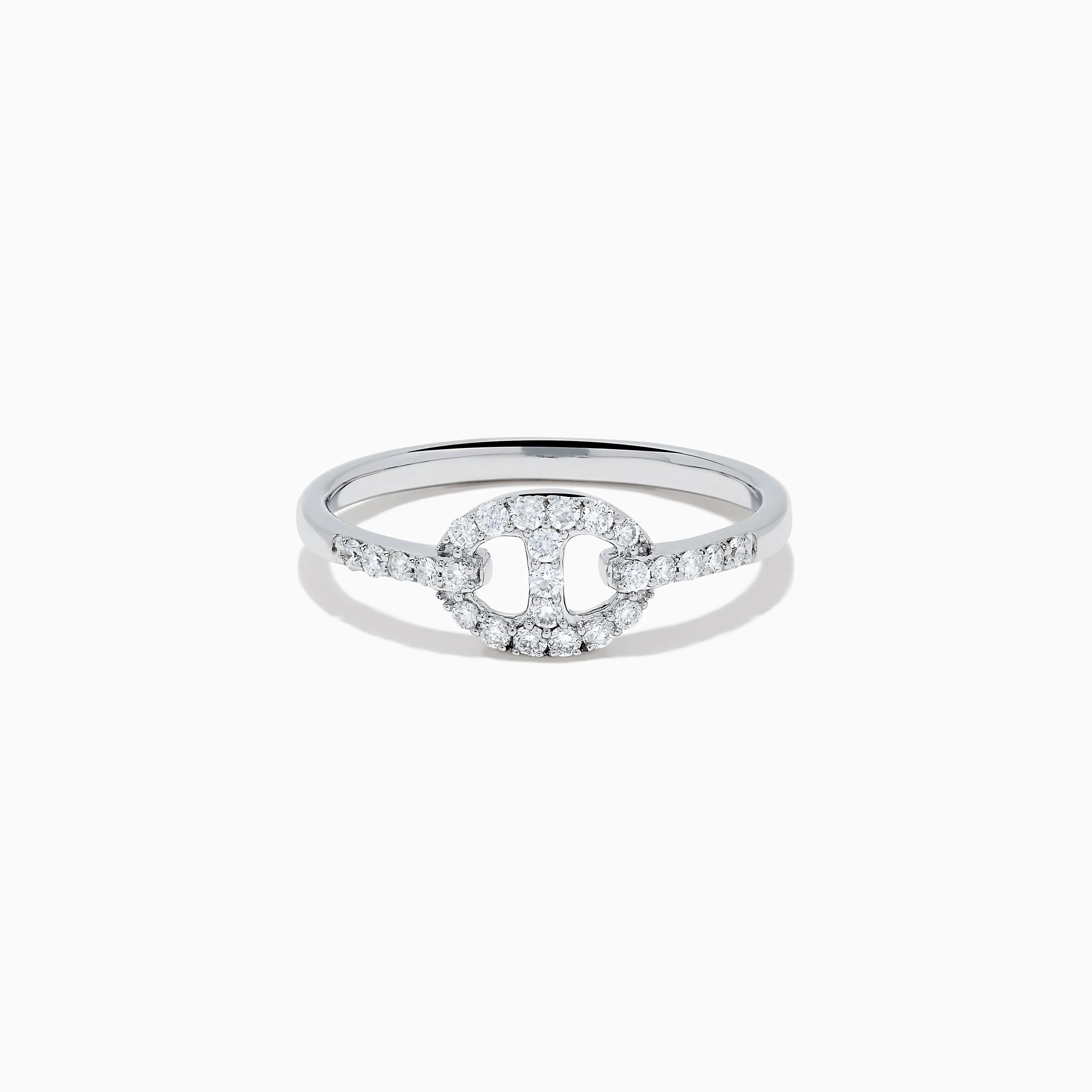 Pave Classica 14K White Gold Diamond Anchor Chain Ring sold by Effy