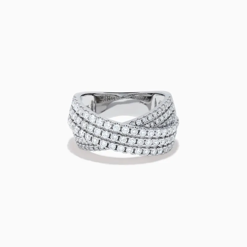 Classique 14K White Gold Diamond Criss Cross Ring sold by Effy