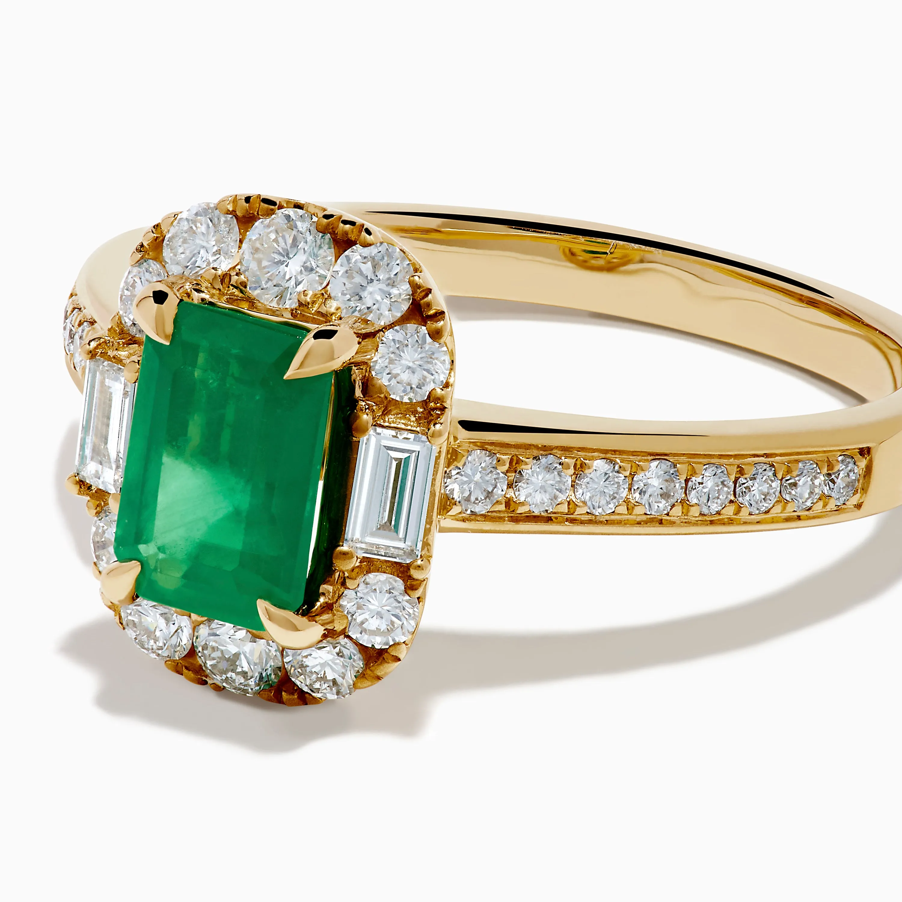 Brasilica 14K Yellow Gold Emerald and Diamond Halo Ring sold by Effy product image thumbnail 2