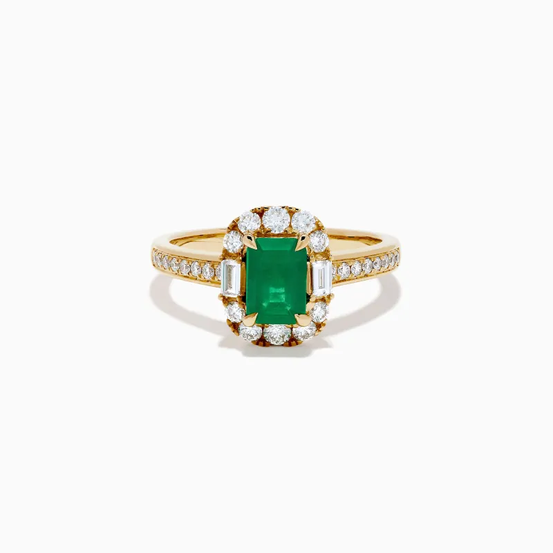Brasilica 14K Yellow Gold Emerald and Diamond Halo Ring sold by Effy