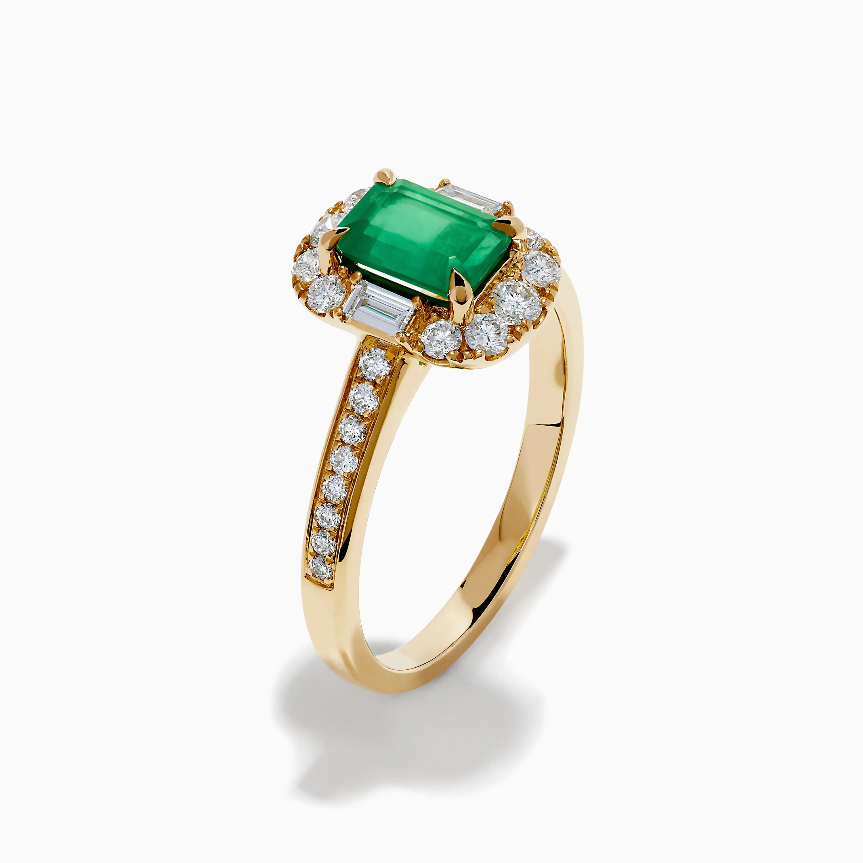 Brasilica 14K Yellow Gold Emerald and Diamond Halo Ring sold by Effy product image thumbnail 4