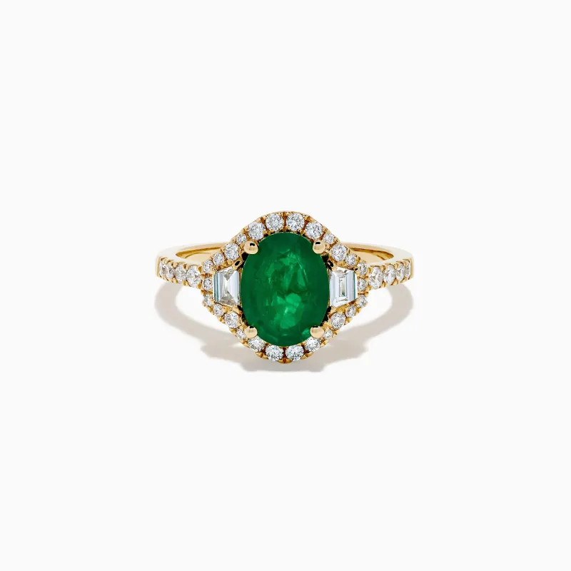 Brasilica 14K Yellow Gold Emerald and Diamond 3 Stone Ring sold by Effy