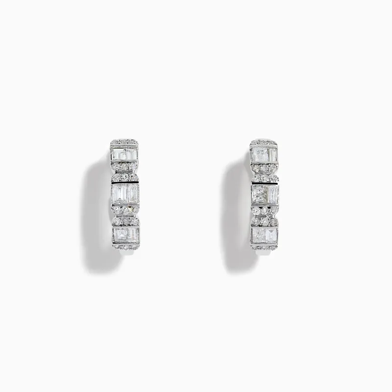 Classique 14K White Gold Diamond Hoop Earrings sold by Effy