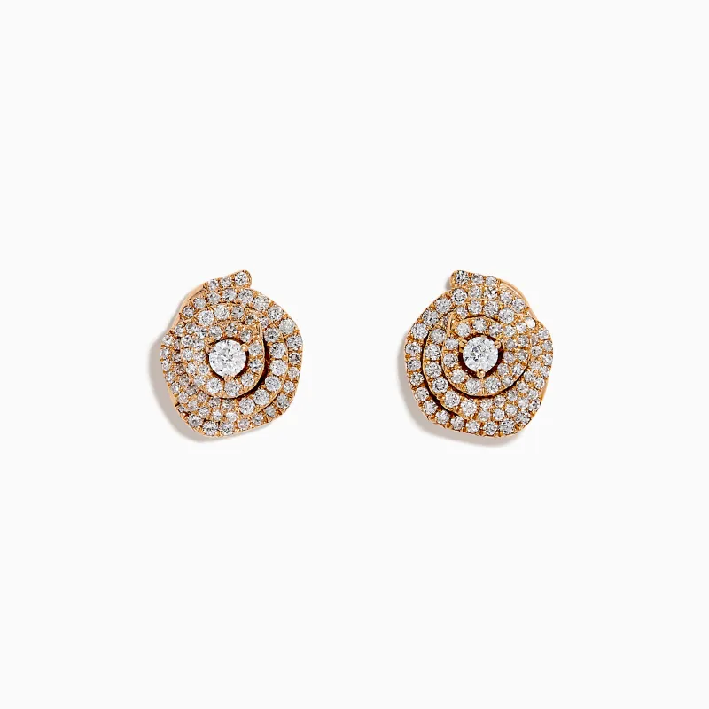 Pave Rose 14K Rose Gold Diamond Stud Earrings sold by Effy