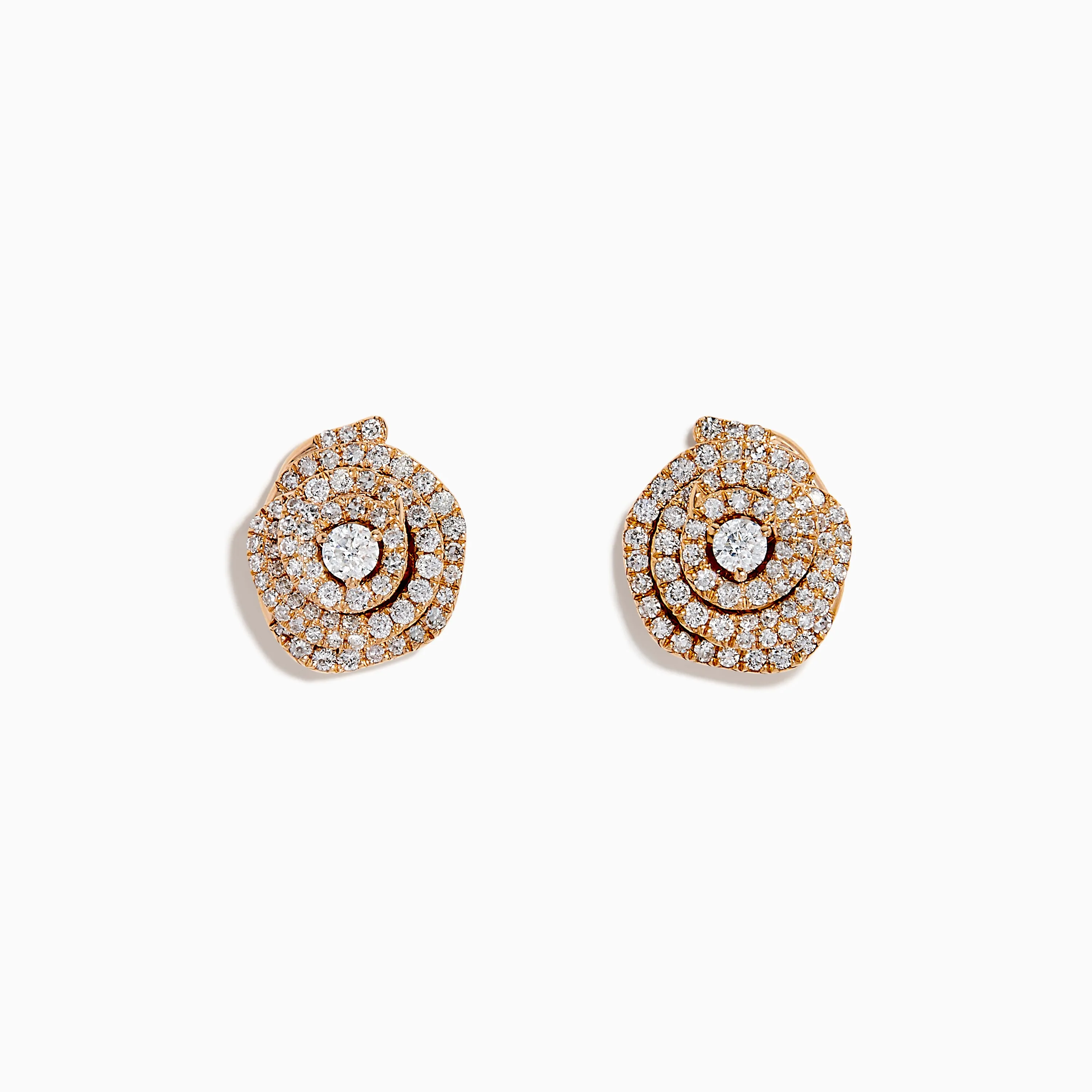 Pave Rose 14K Rose Gold Diamond Stud Earrings sold by Effy