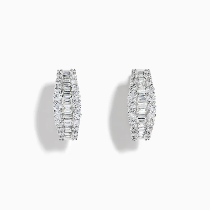 Classique 14K White Gold Diamond Hoop Earrings sold by Effy