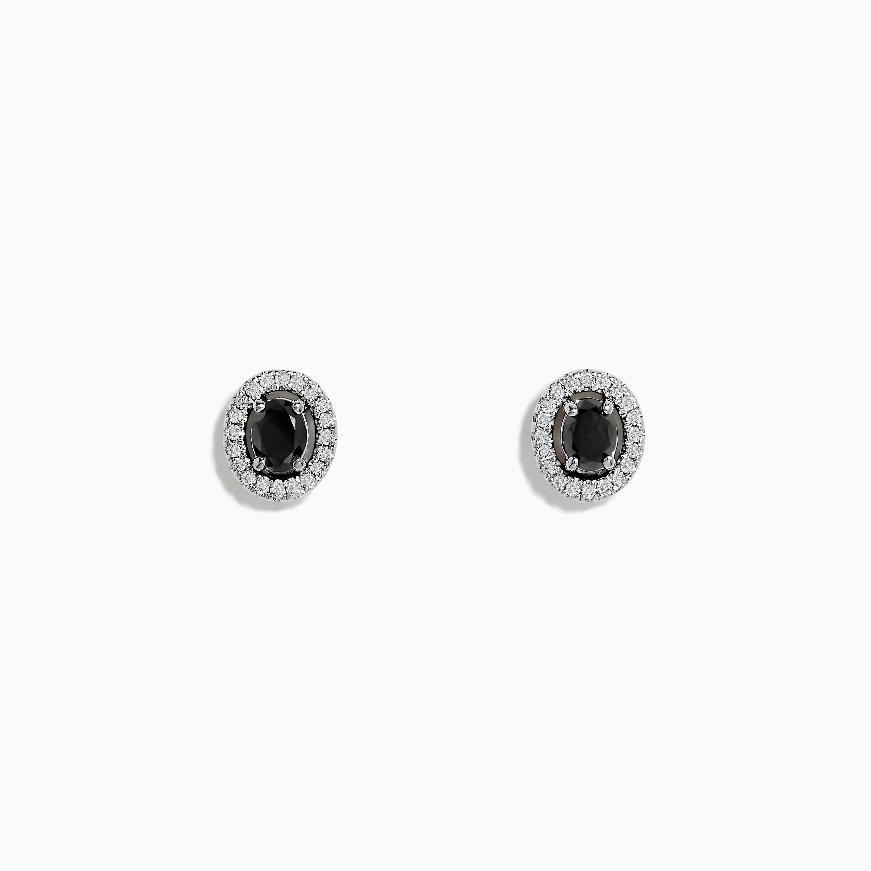 Caviar 14K White Gold Black Diamond Stud Halo Earrings sold by Effy
