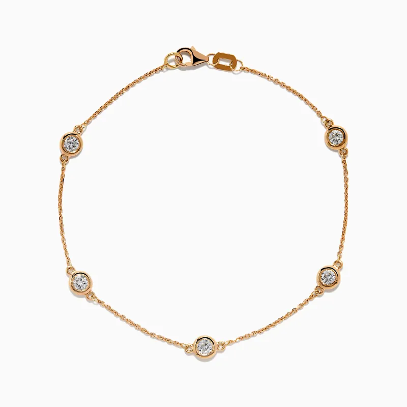 Pave Rose 14K Rose Gold Diamond Station Bracelet sold by Effy