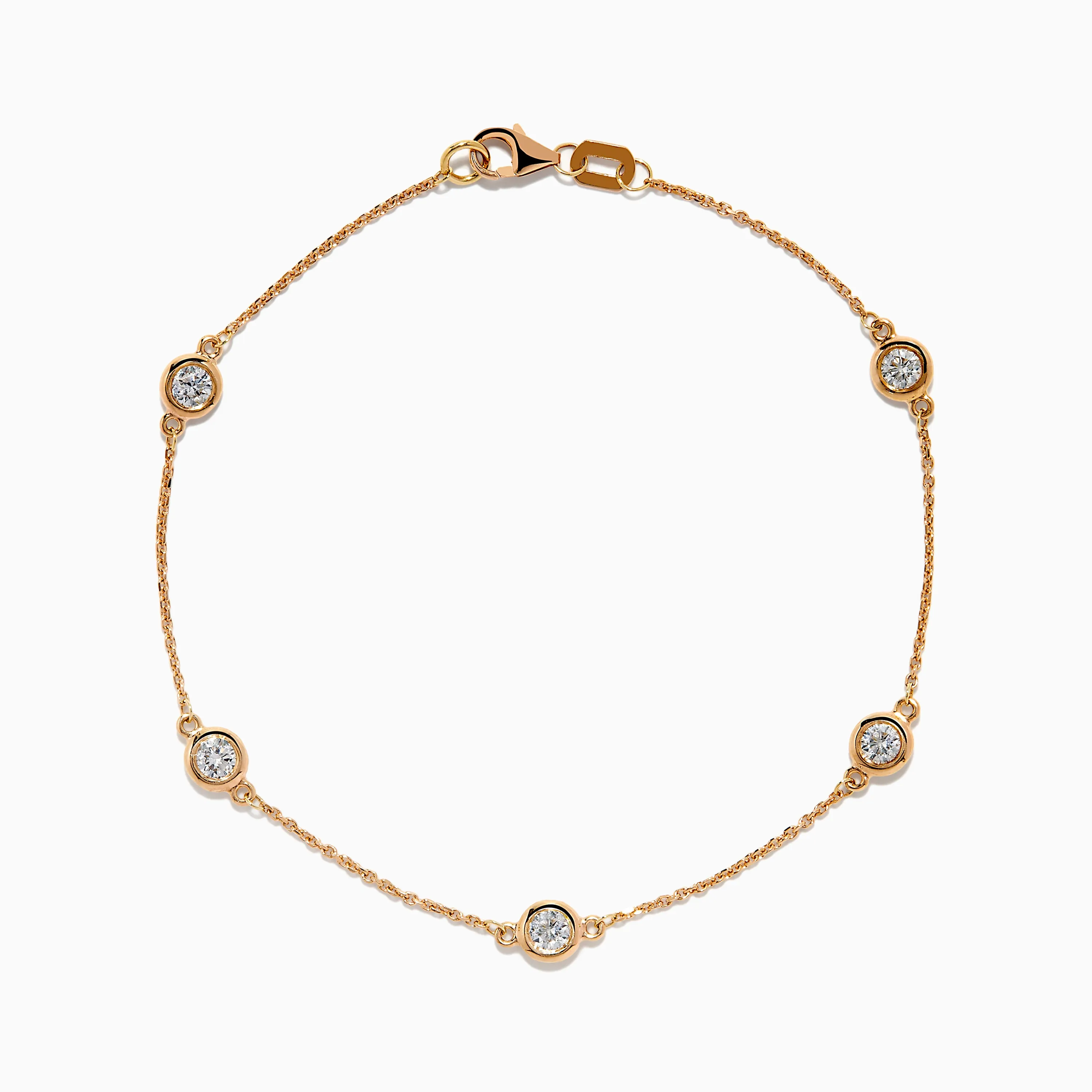 Pave Rose 14K Rose Gold Diamond Station Bracelet sold by Effy