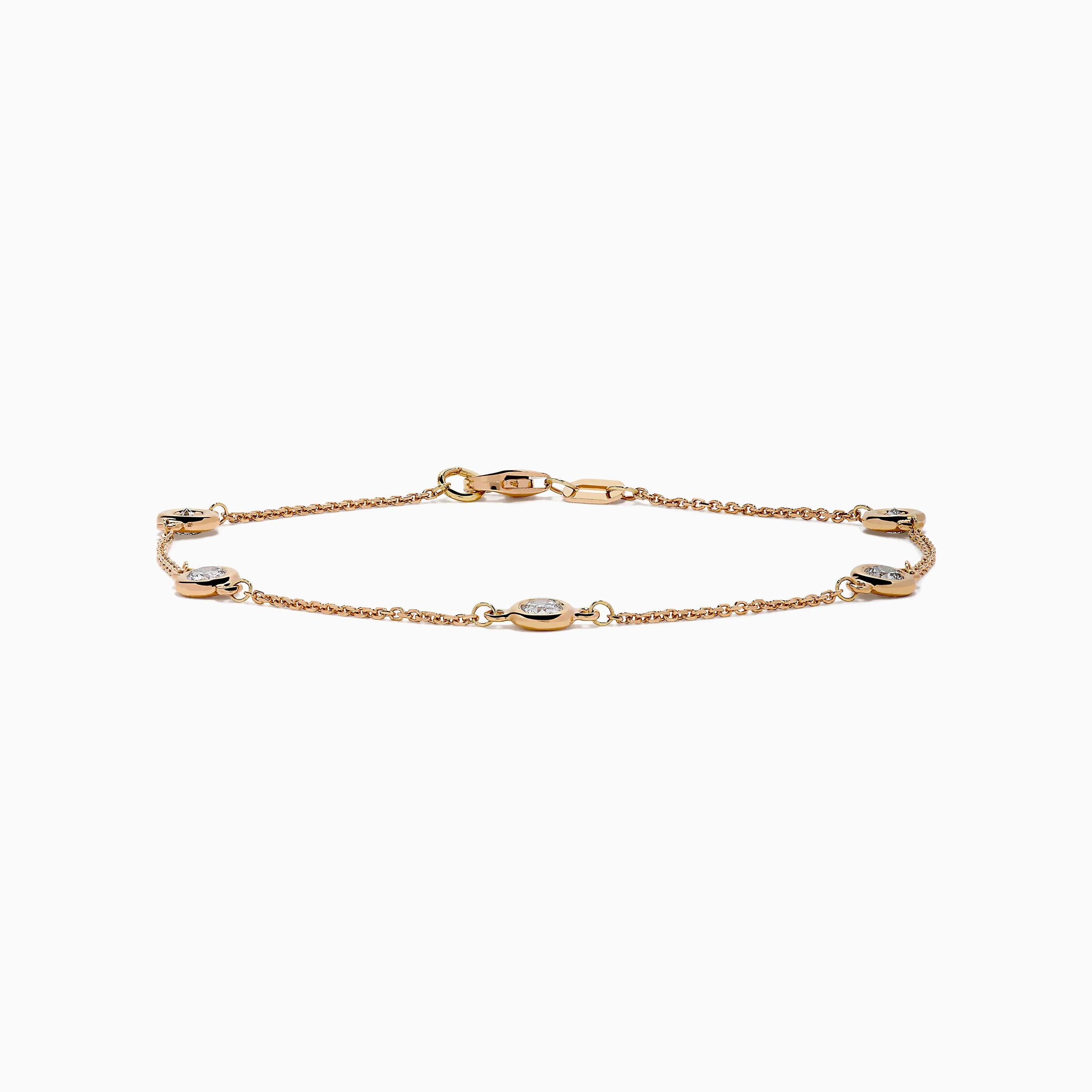 Pave Rose 14K Rose Gold Diamond Station Bracelet sold by Effy product image thumbnail 3