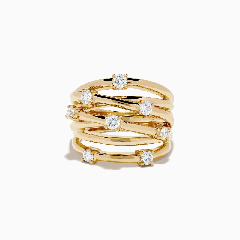 D'Oro 14K Yellow Gold Diamond Wide Band Ring sold by Effy