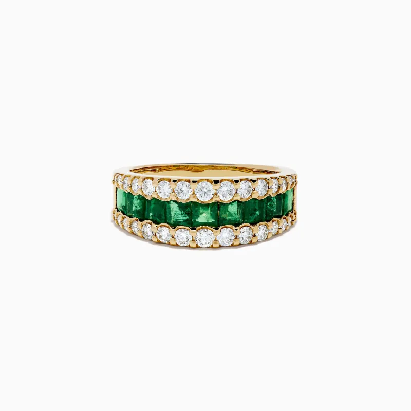 Brasilica 14K Yellow Gold Emerald and Diamond Wide Band Ring sold by Effy