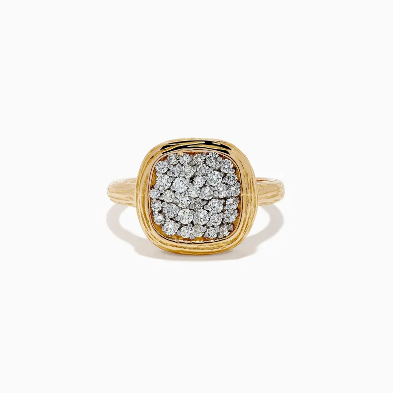 D'Oro 14K Two Tone Gold Diamond Signet Ring sold by Effy