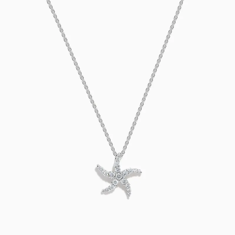 Novelty 14K White Gold Diamond Starfish Pendant sold by Effy
