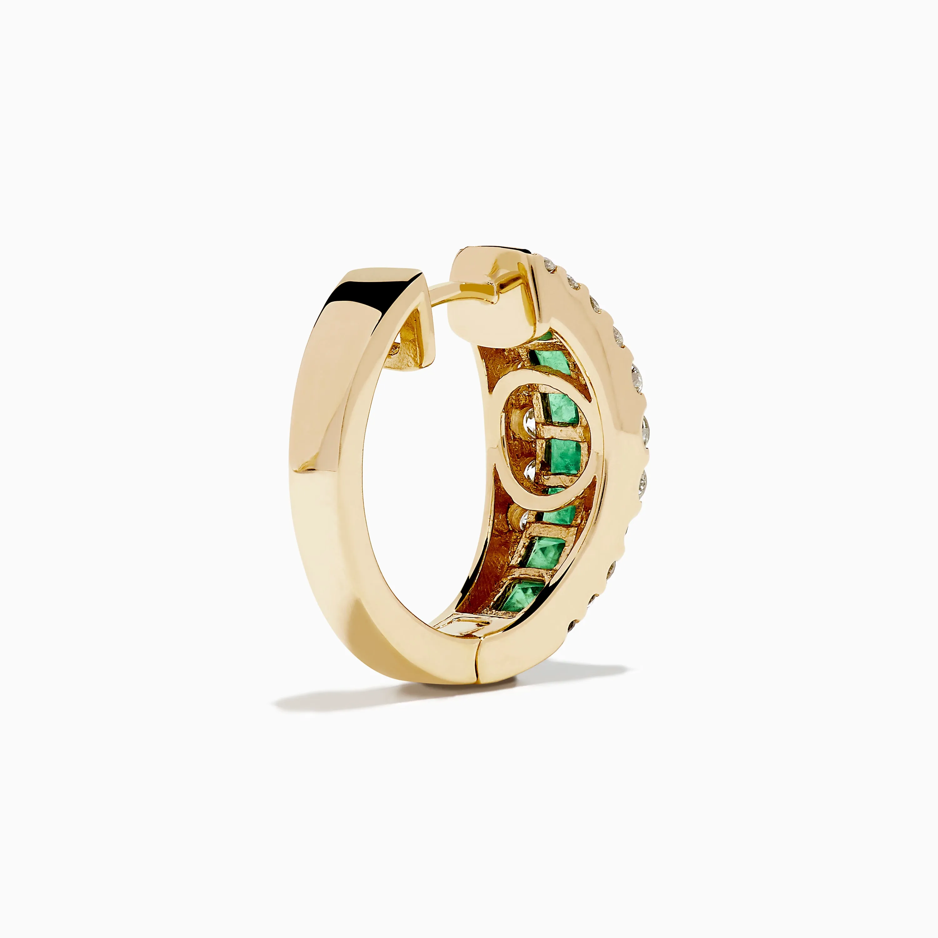 Brasilica 14K Yellow Gold Emerald and Diamond Huggie Earrings sold by Effy product image thumbnail 4