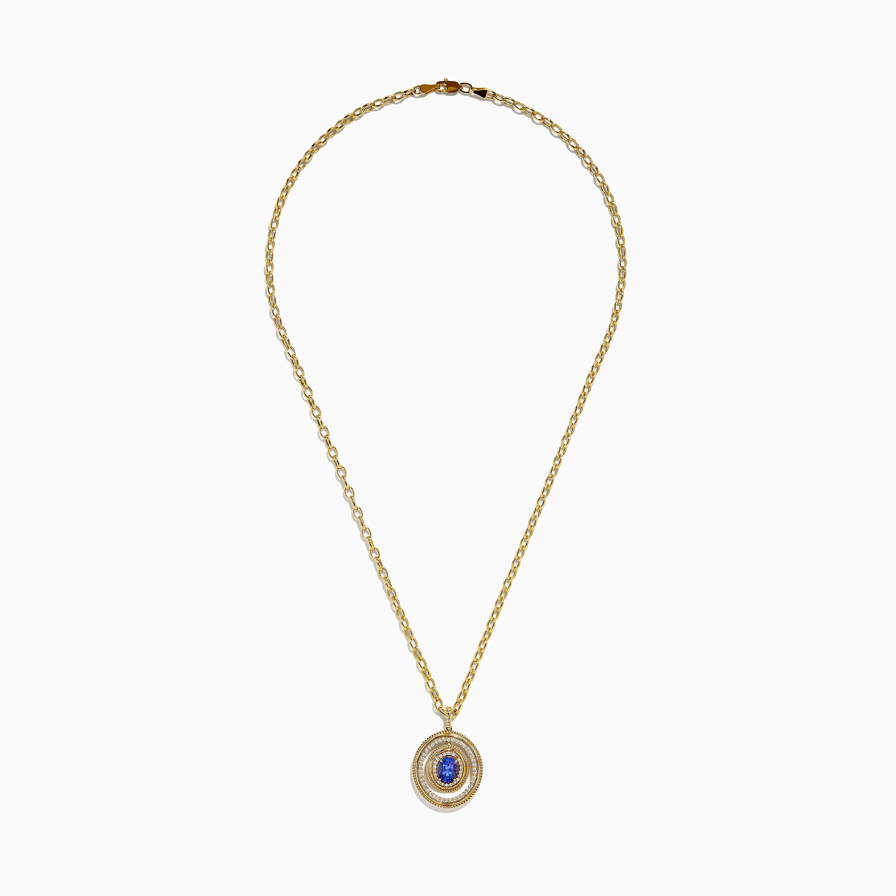 14K Yellow Gold Tanzanite and Diamond Concentric Halo Pendant sold by Effy product image thumbnail 3