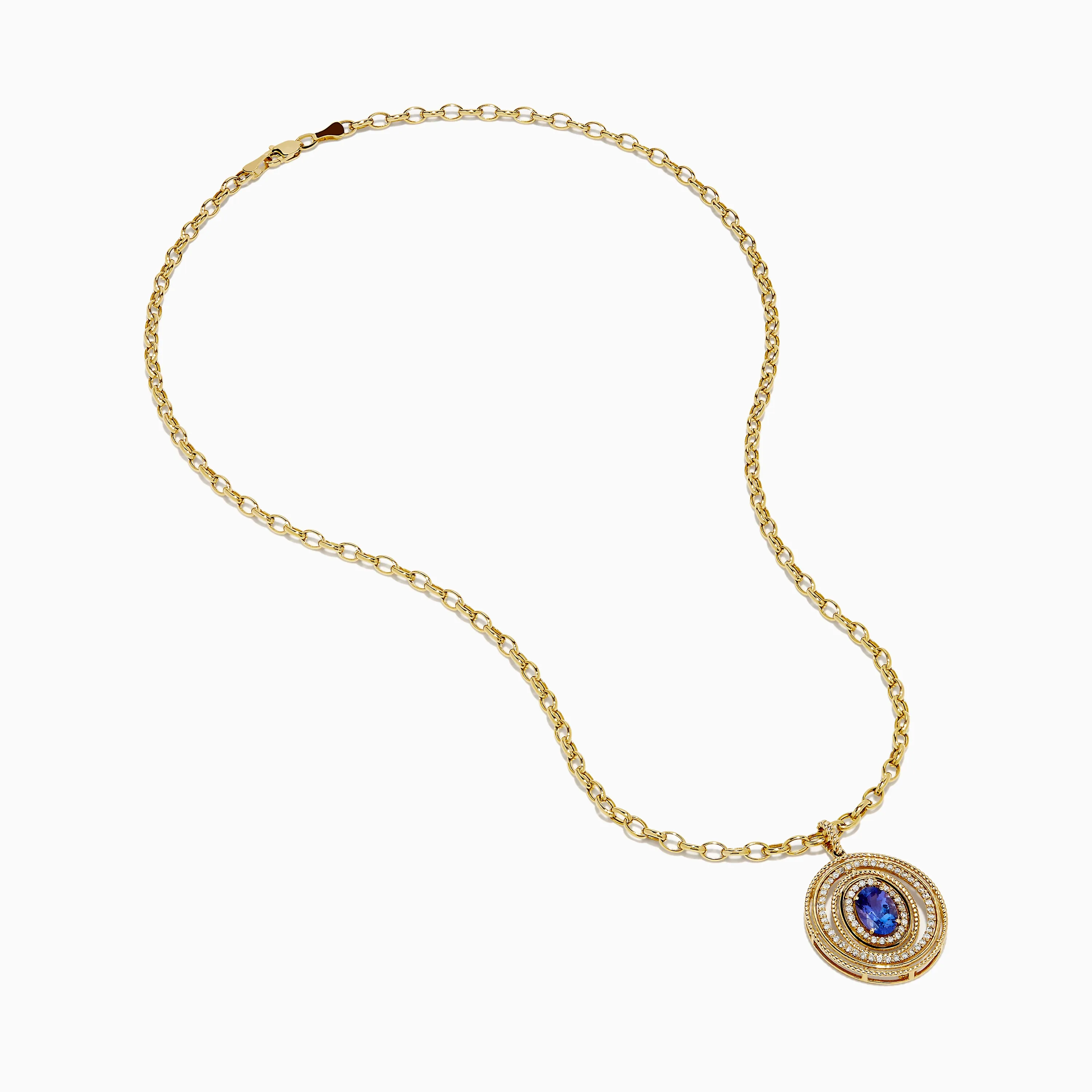 14K Yellow Gold Tanzanite and Diamond Concentric Halo Pendant sold by Effy product image thumbnail 2