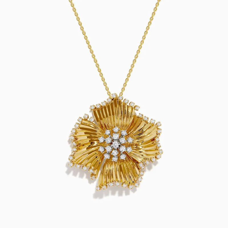 D'Oro 14K Yellow Gold Diamond Flower Pendant sold by Effy