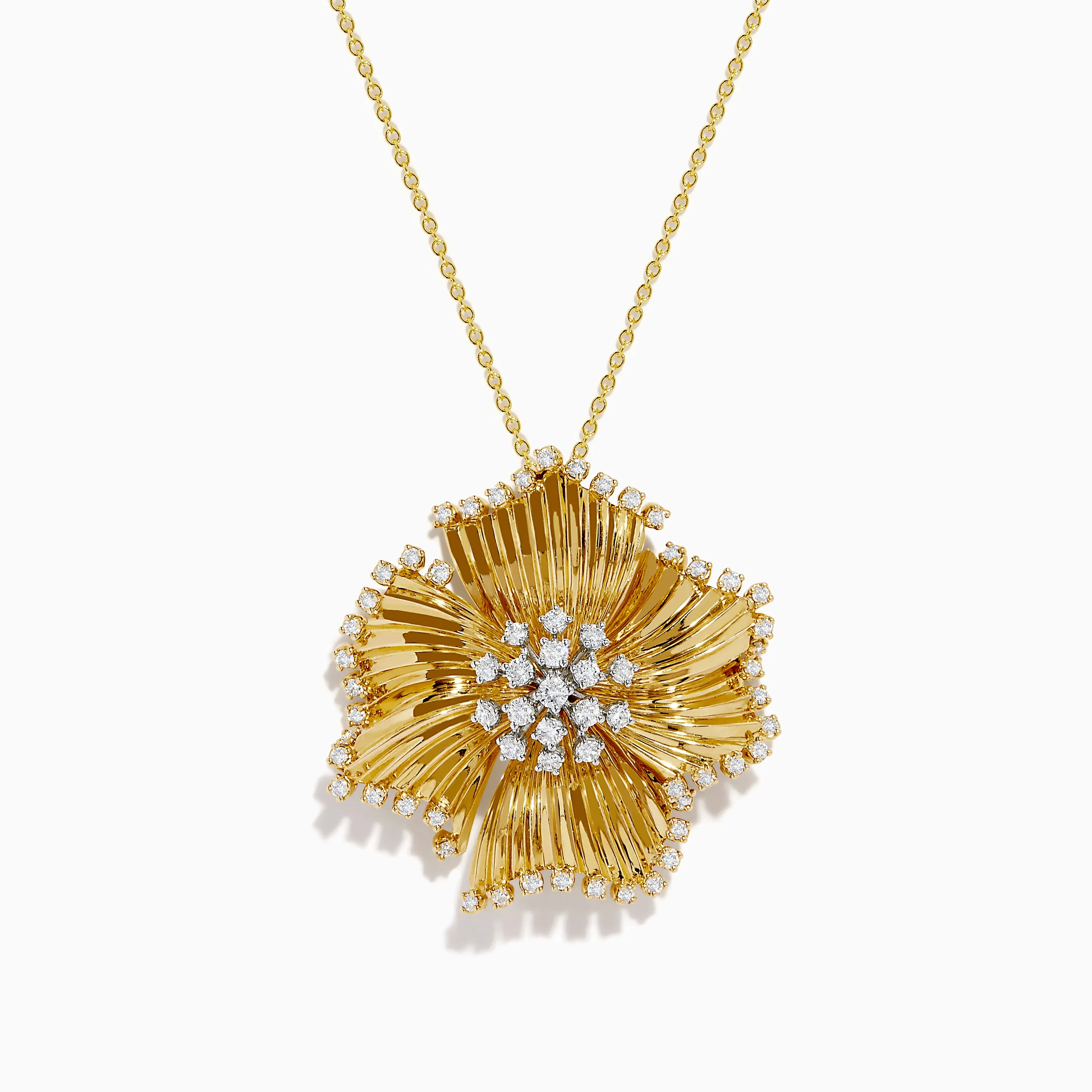 D'Oro 14K Yellow Gold Diamond Flower Pendant sold by Effy