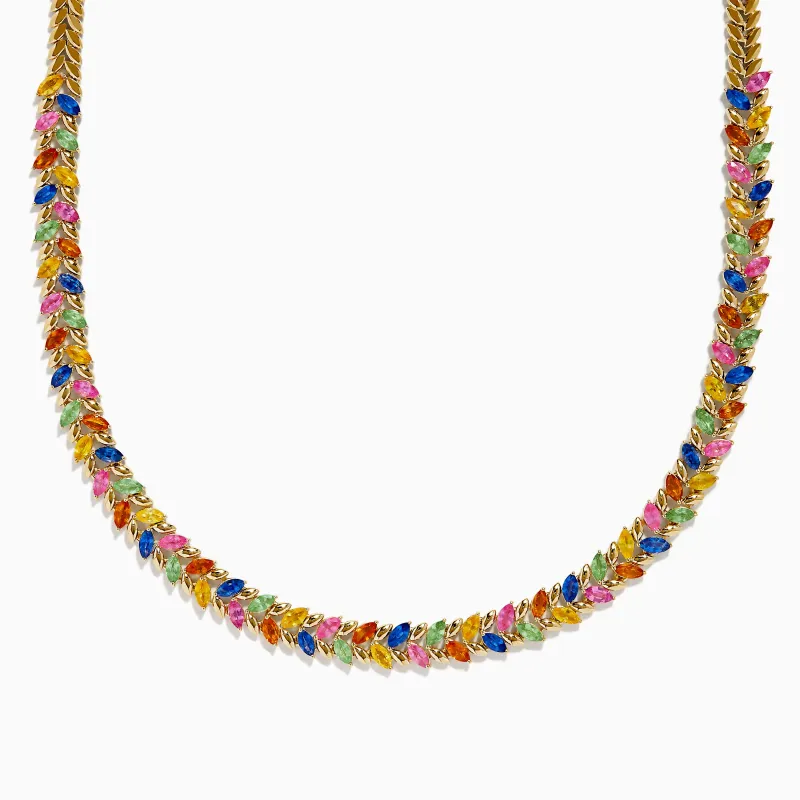 Watercolors 14K Yellow Gold Multi Sapphire Necklace sold by Effy