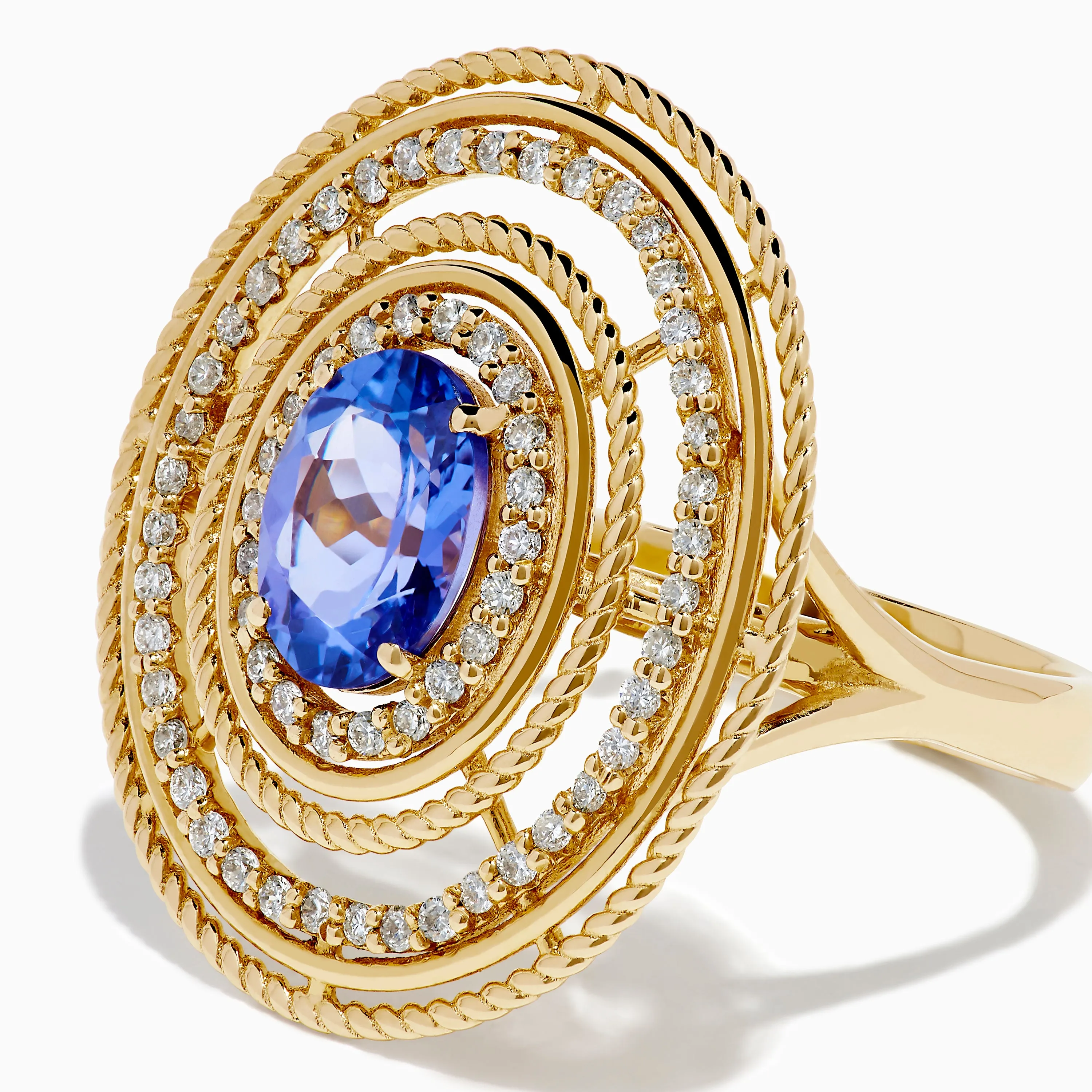 14K Yellow Gold Tanzanite and Diamond Concentric Halo Ring sold by Effy product image thumbnail 2